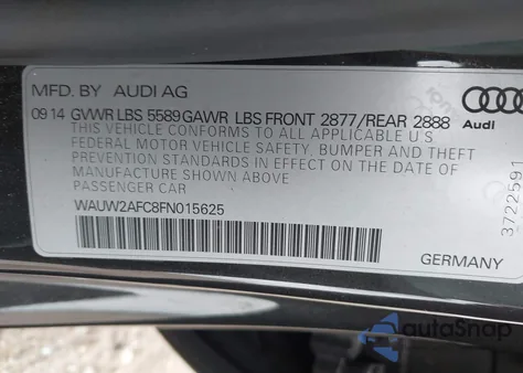 2015 Audi S7 4.0T z USA, uszkodzony, nr VIN WAUW2AFC8FN015625